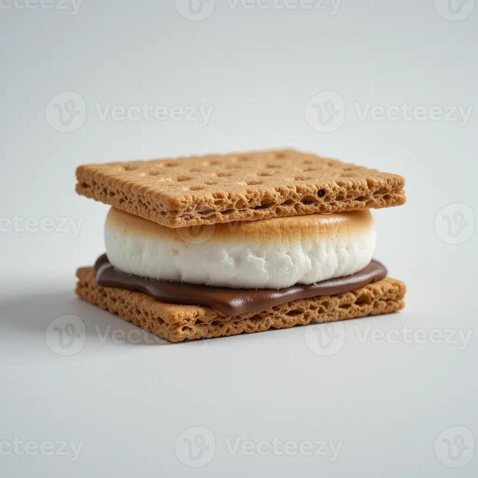Making S'more Dessert with Graham Crackers Marshmallow and Chocolate photo