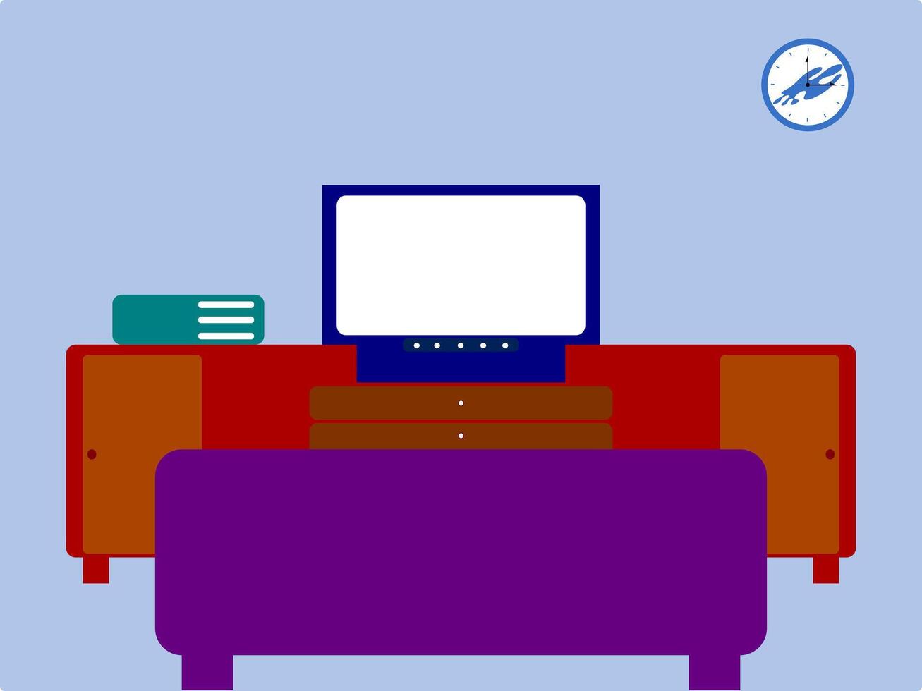 Simple Living Room Illustration with Television, Radio, and Sofa vector
