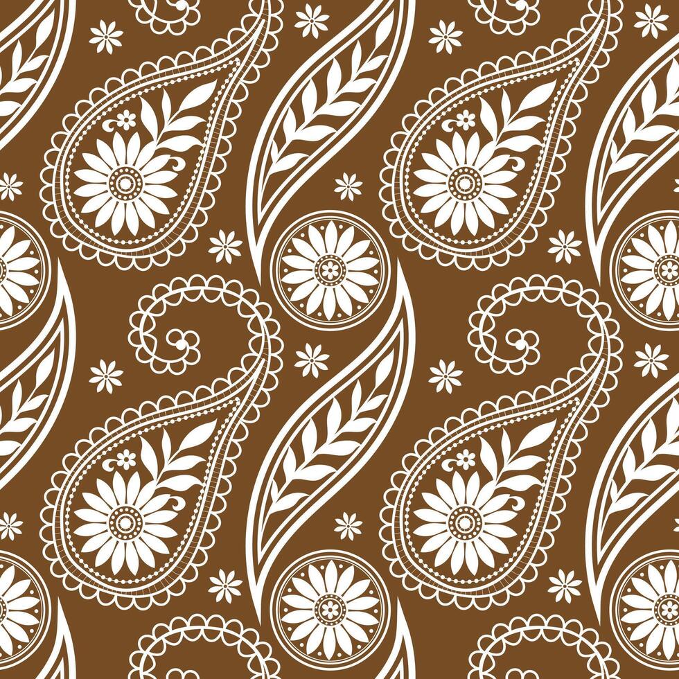 Paisley simple ethnic seamless pattern background in dark gray and white colors for fabric, wallpaper, scrapbooking projects or backgrounds. vector