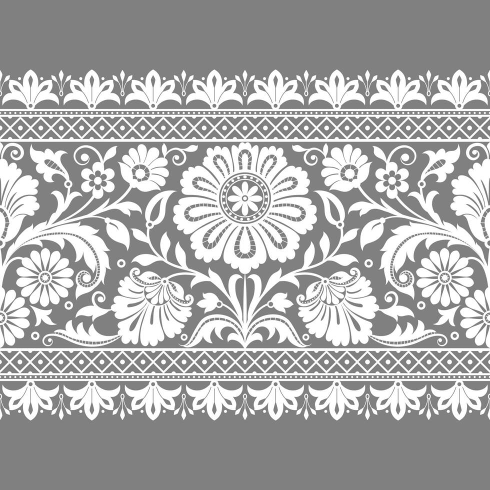 Abstract lace ribbon seamless pattern with elements flowers vector