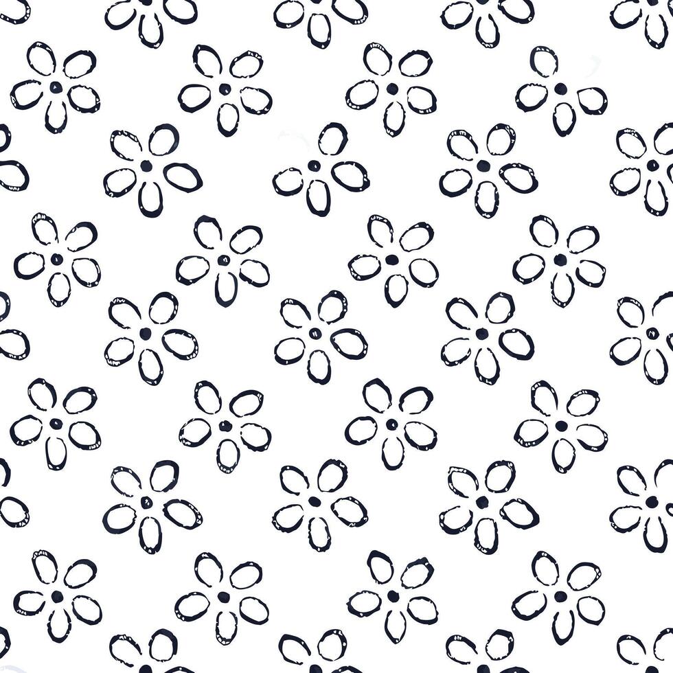 A black and white flower pattern on a white background vector