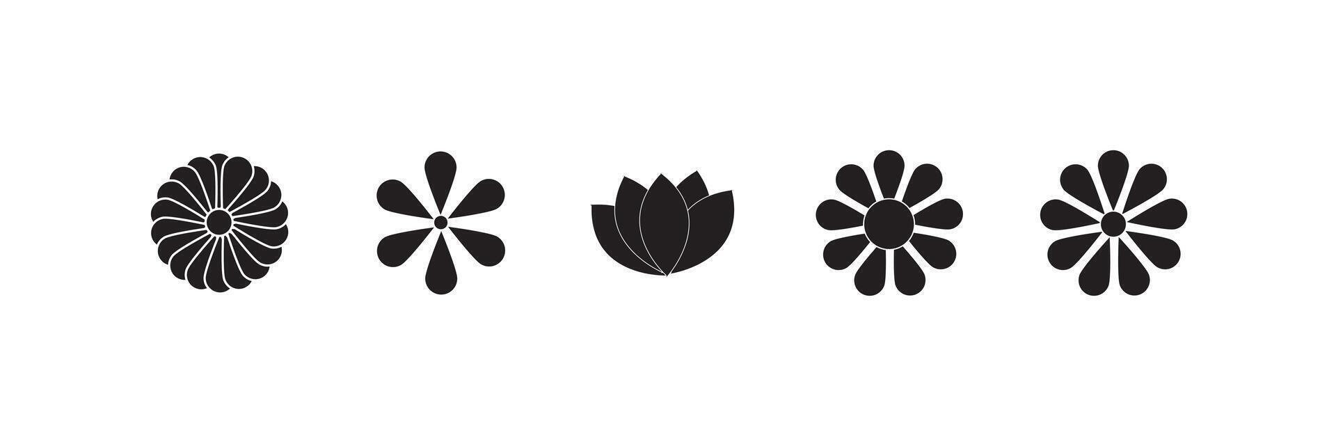 flower icon set .cute set of flat icon flower. flower icon set on white background vector