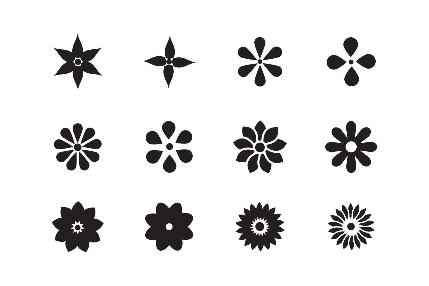 Flower icon set. Flowers silhouette icon set nature concept. eps10 vector