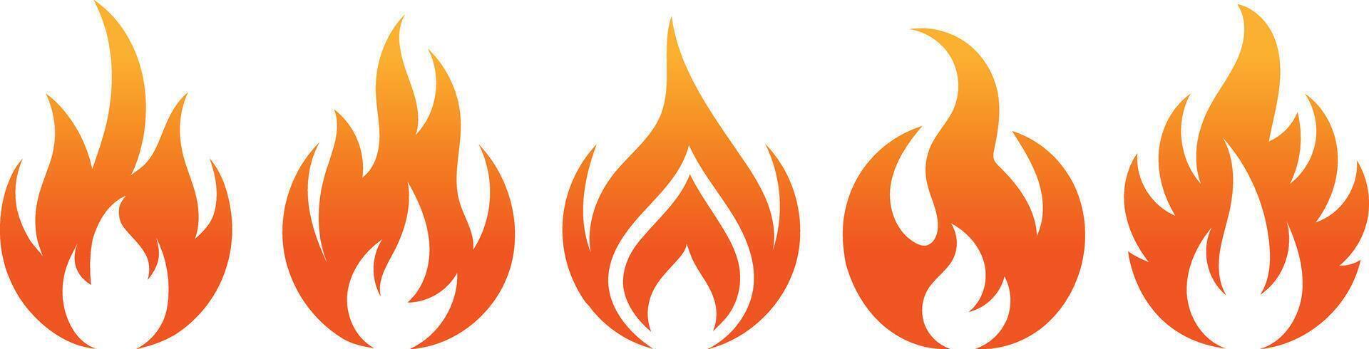 Four different fire icons against a plain background vector