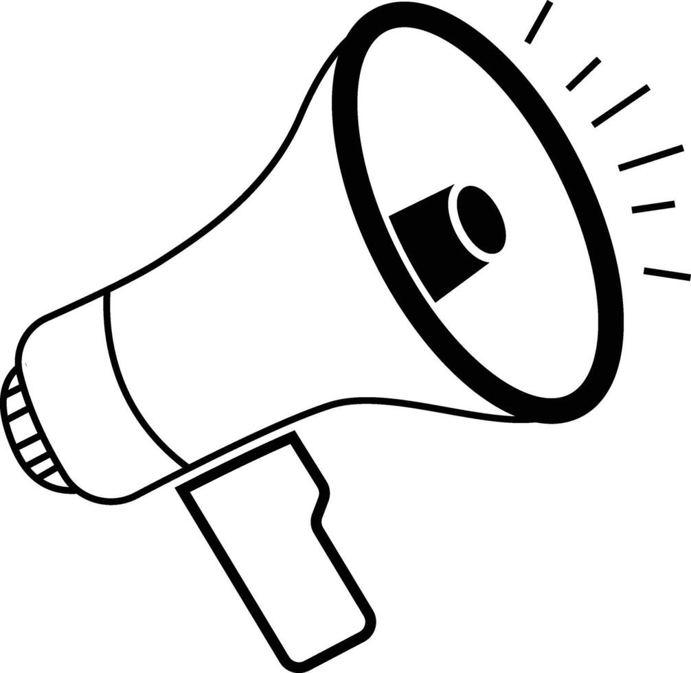Simple Black and White Megaphone Illustration on a white background vector