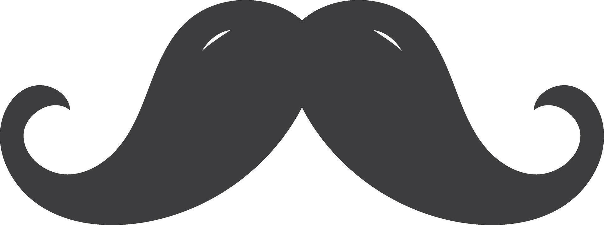 A simple, bold silhouette of a classic mustache on a plain white background vector
