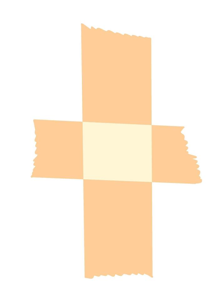 Transparent paper tape sticker in beige color. Cutted scotch vector