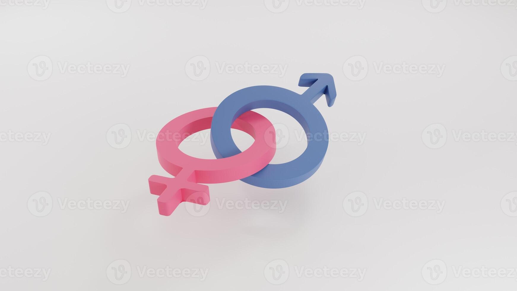 Interlinked Male and Female Symbols. 3D Minimalist Illustration on White Background photo