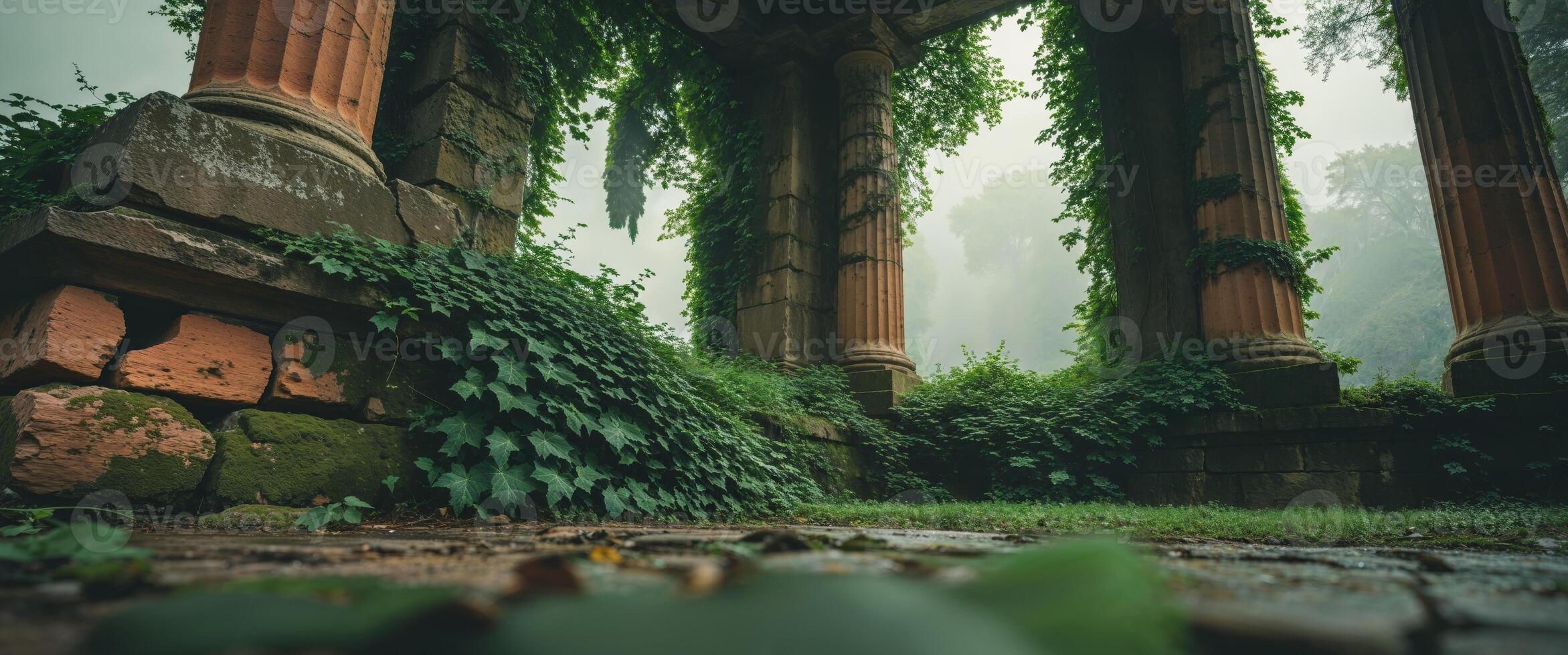Ancient Stone Structure Within Lush Greenery photo