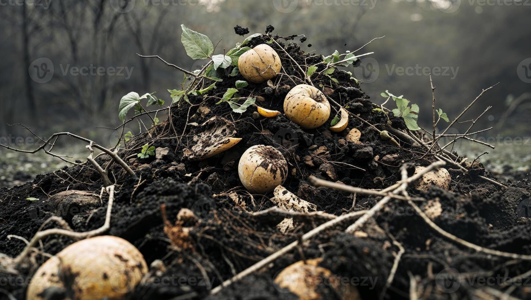 A pile of dirt with some eggs on top photo
