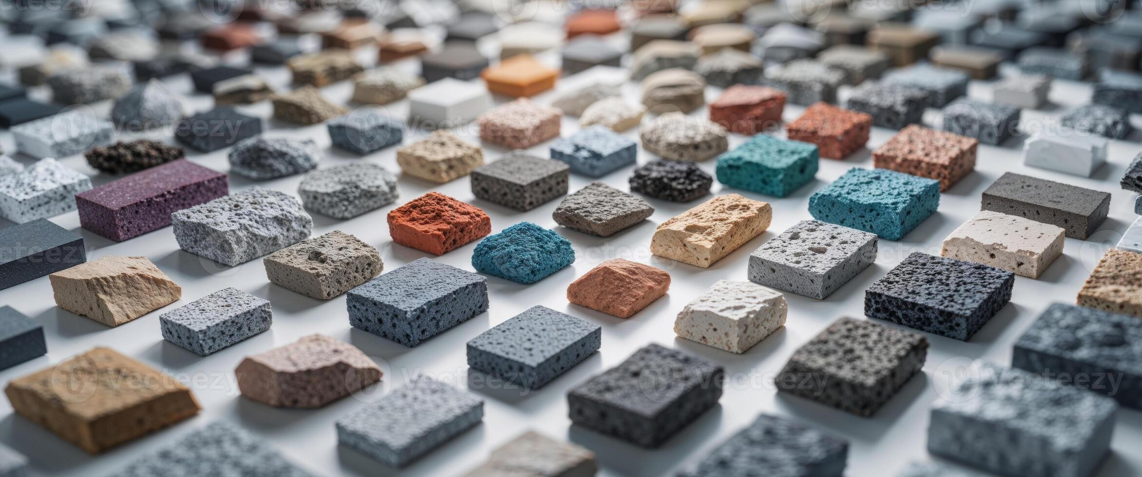 Colorful stone and soil samples for geology or construction background. photo