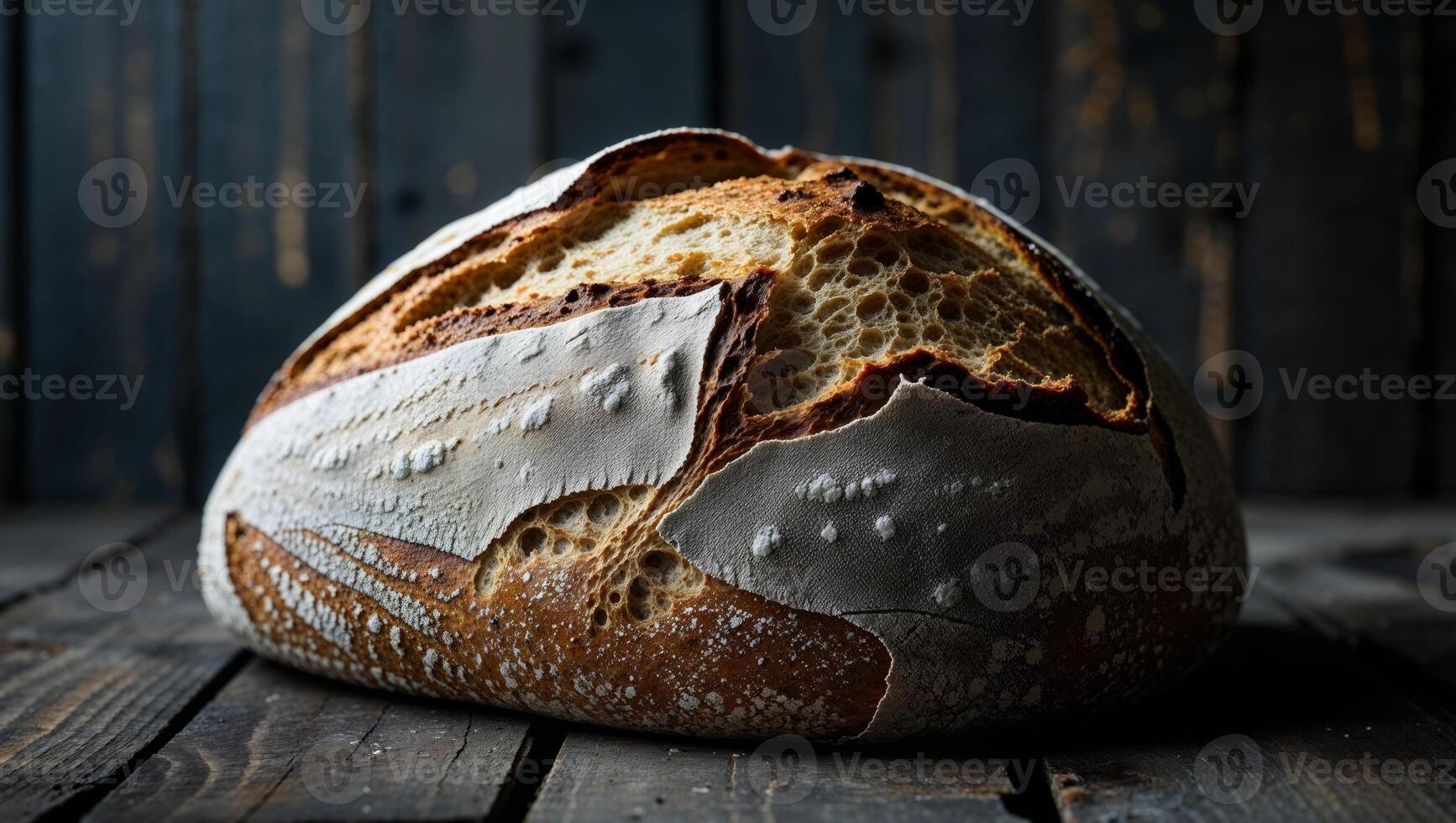 Artisan sourdough bread on dark rustic background photo