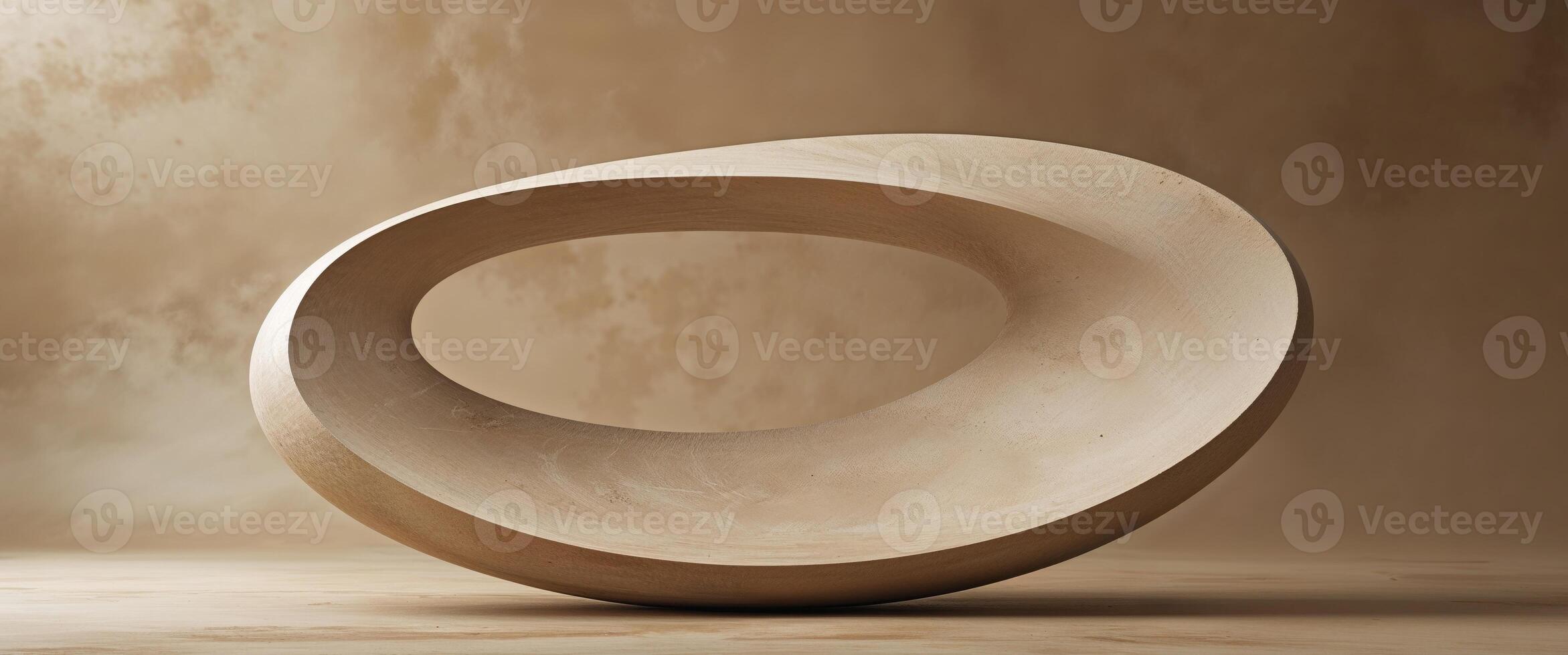 Abstract oval shape on textured beige background. photo