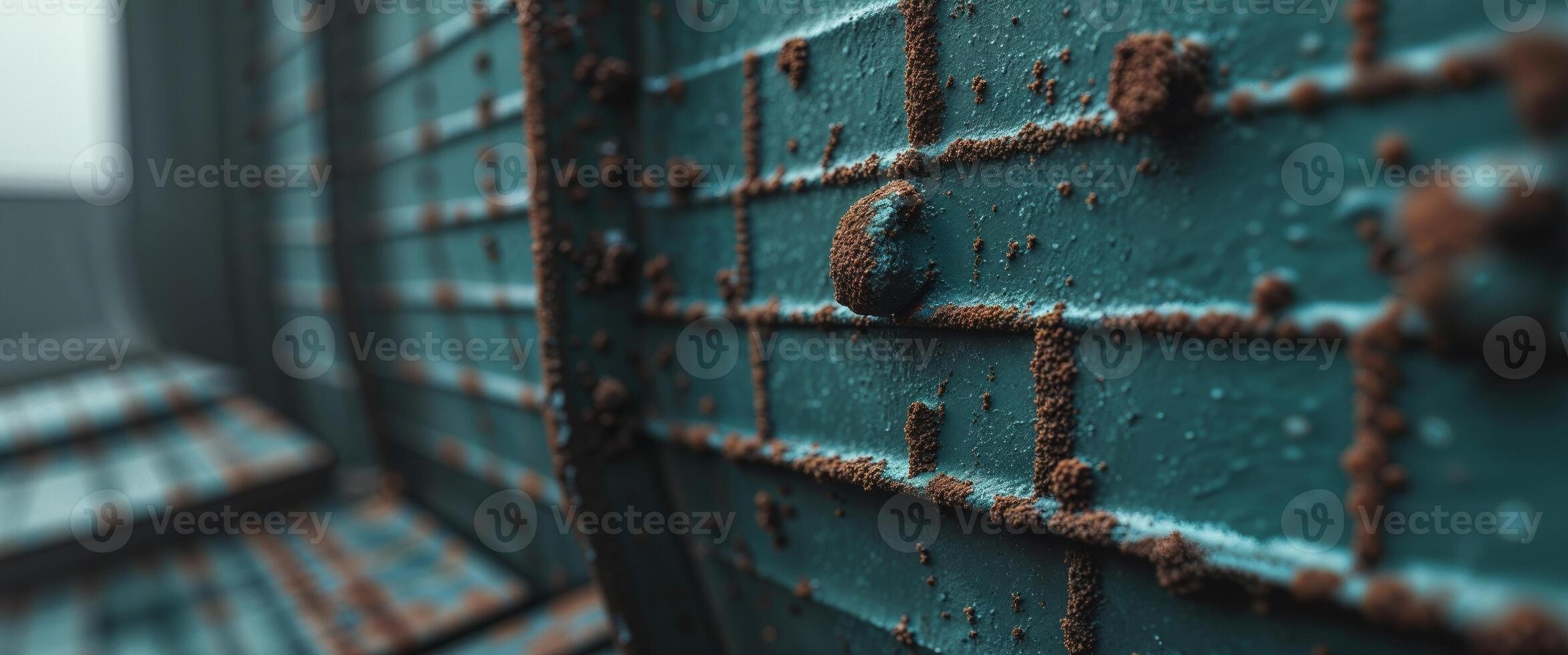 Dark Teal Rusted Metal Texture Background Grunge Industrial Design photo