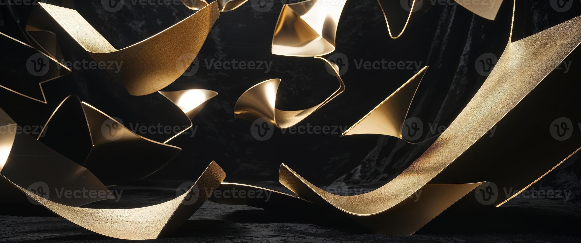 Geometric Golden Shapes on Dark Background photo