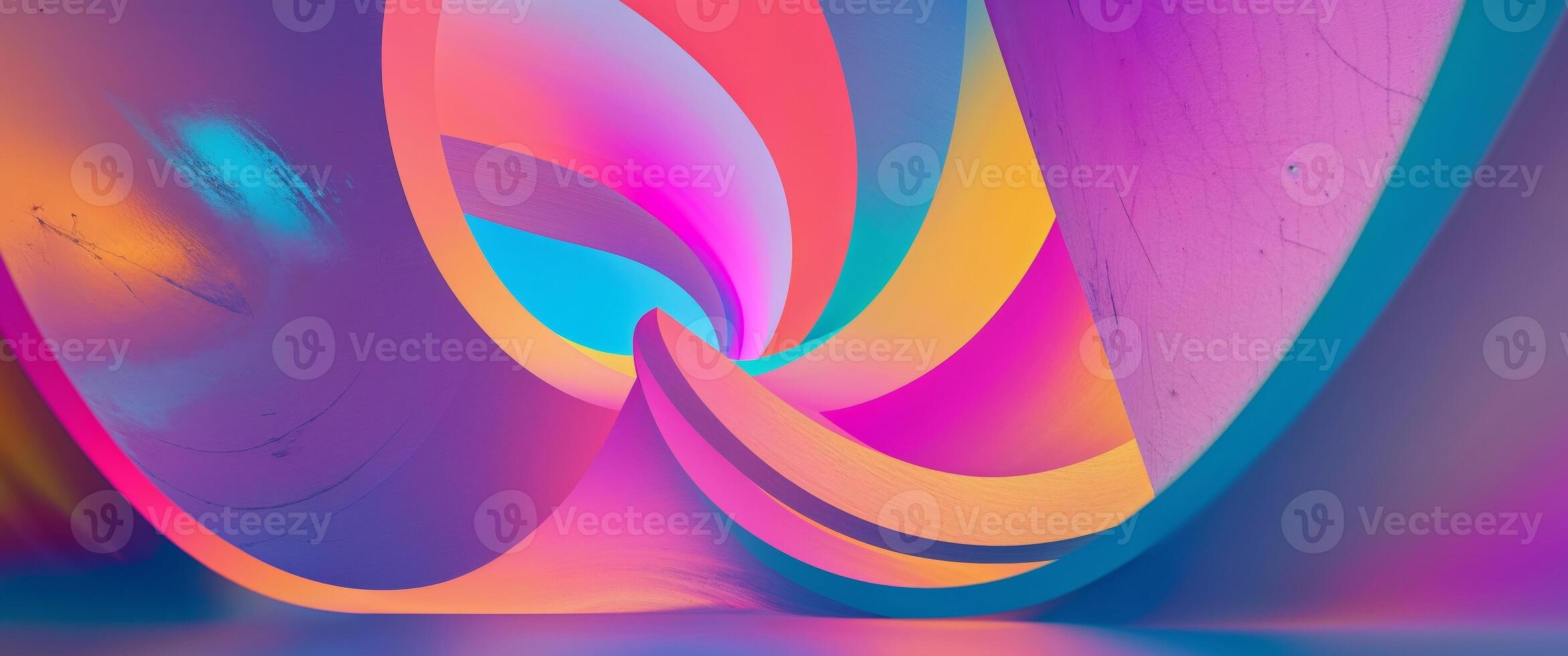 A colorful abstract art piece with a curved shape photo