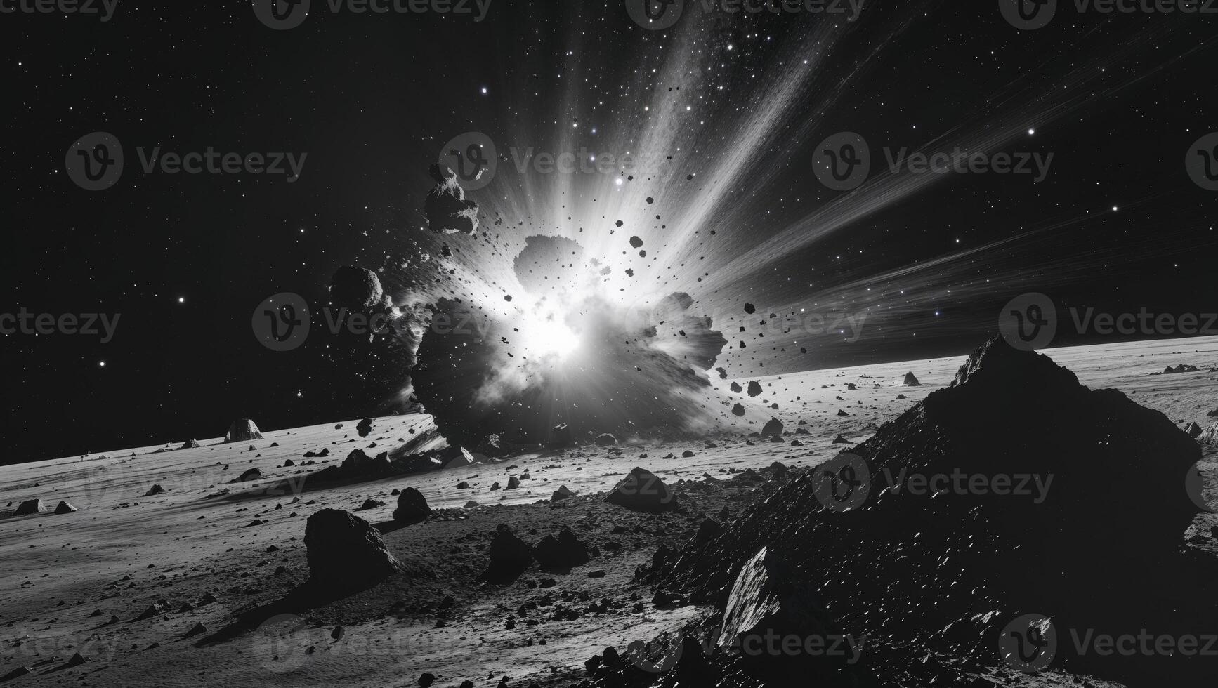 An explosion on the surface of the moon photo