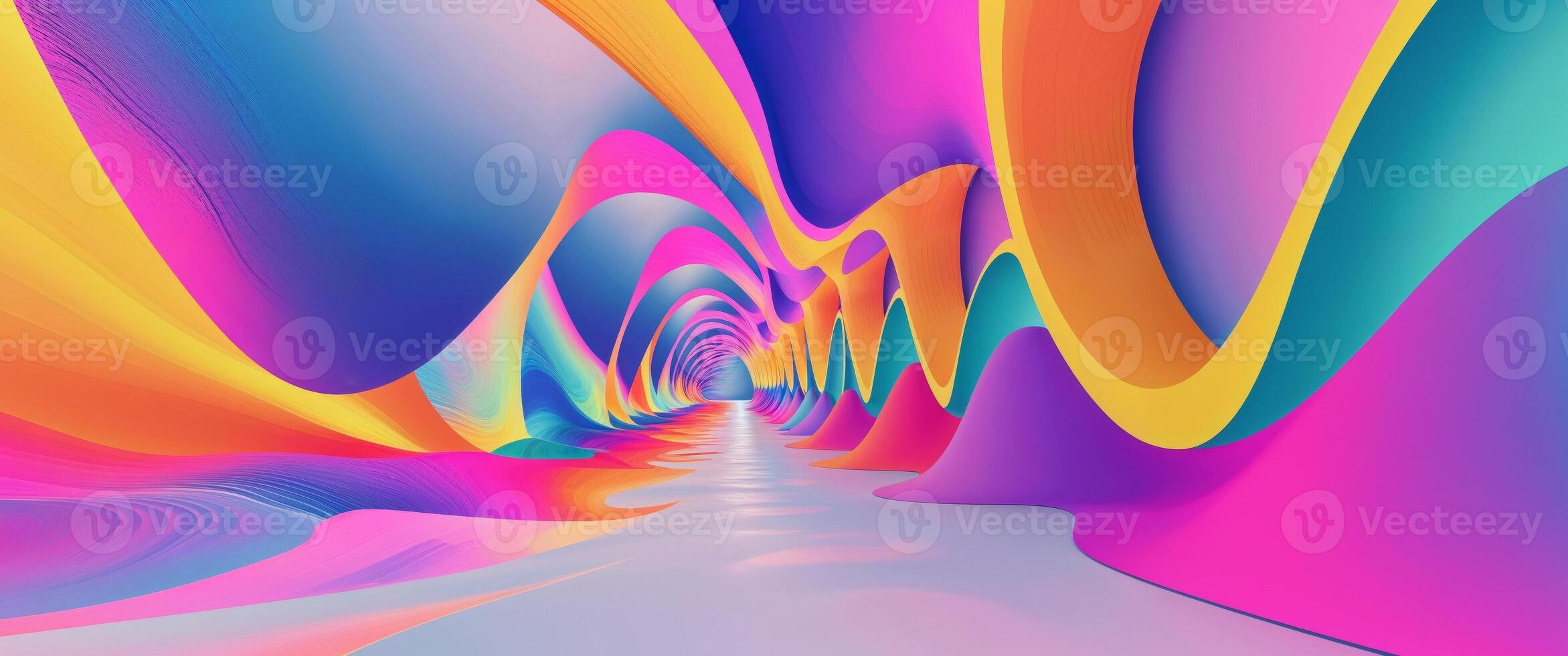 A colorful abstract tunnel with a white light photo