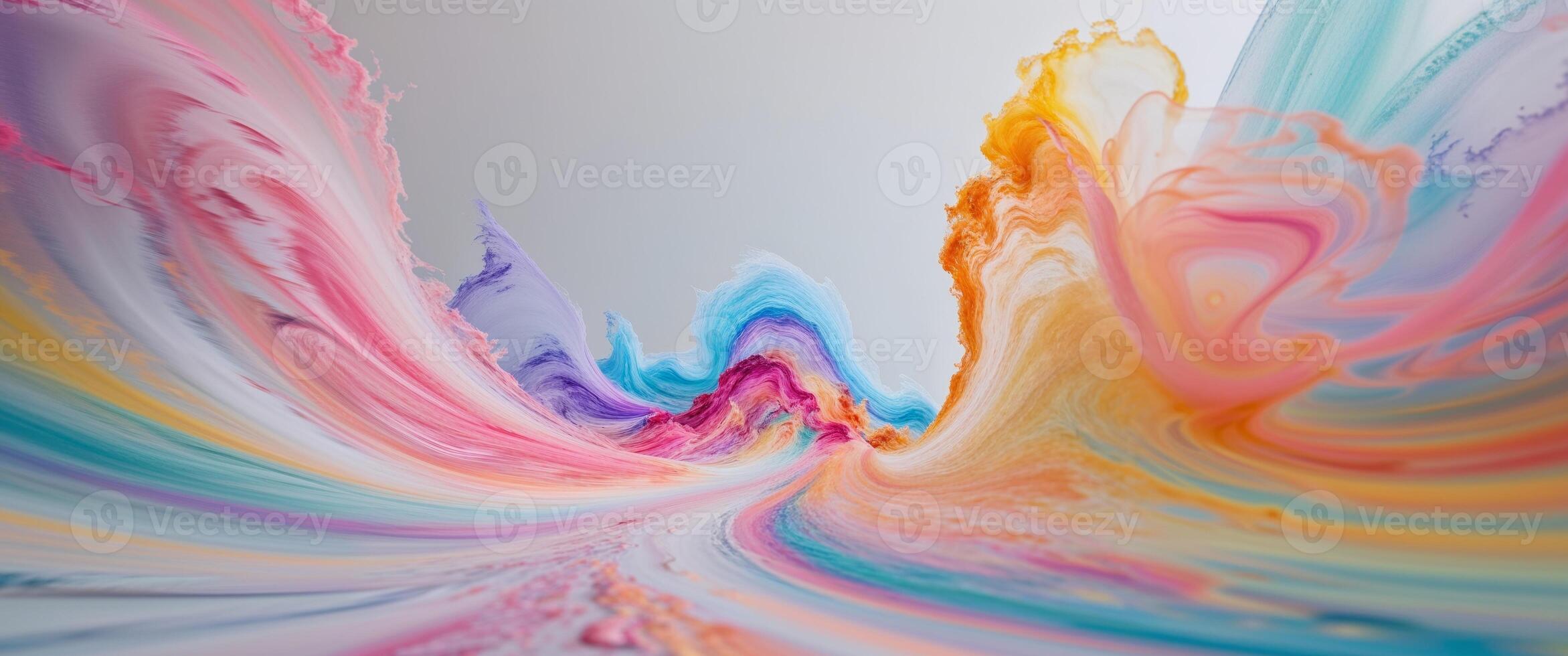 Colorful liquid flowing over a white background photo