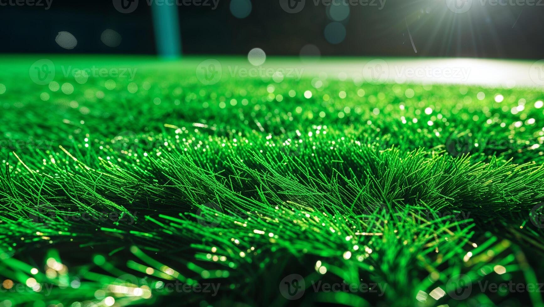 A close up of a soccer field with green grass photo