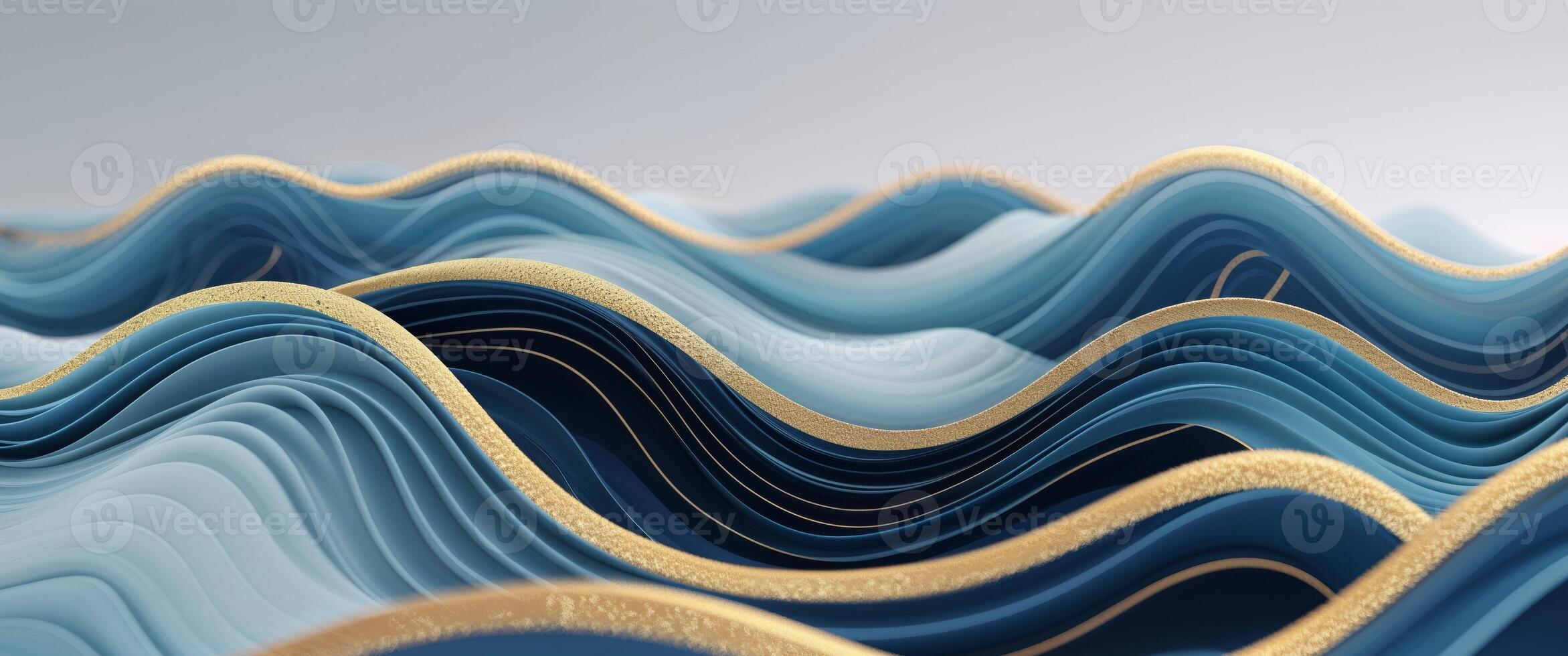 Abstract background with waves and gold lines photo