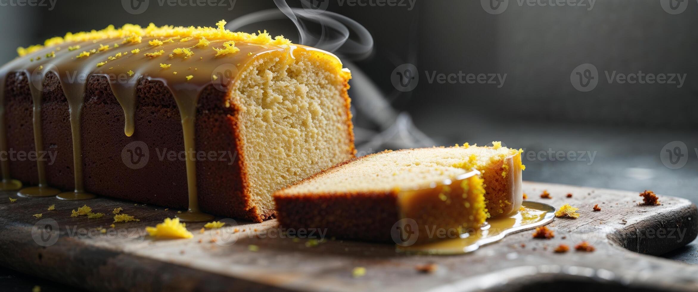 A loaf of bread with a slice cut out of it photo