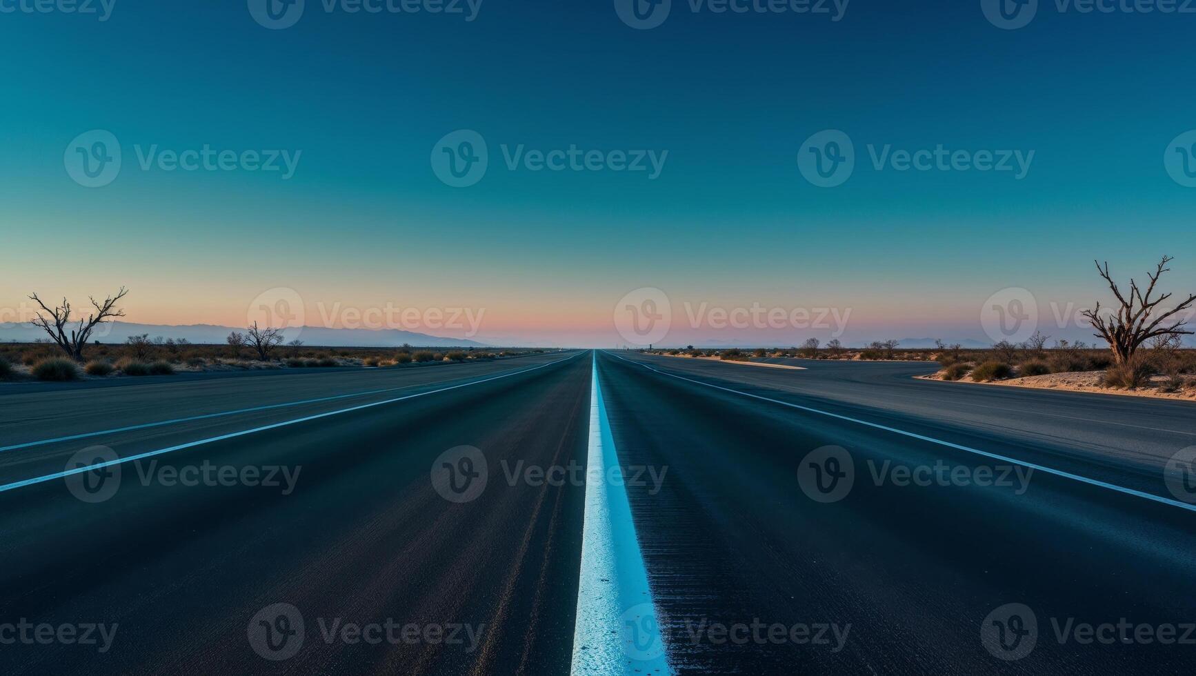An empty highway with no cars on it photo