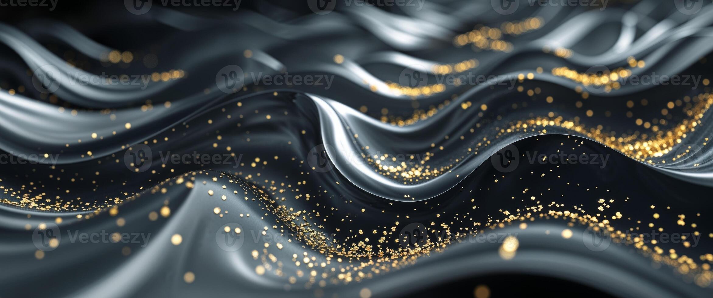 Abstract Flowing Lines with Golden Particles photo