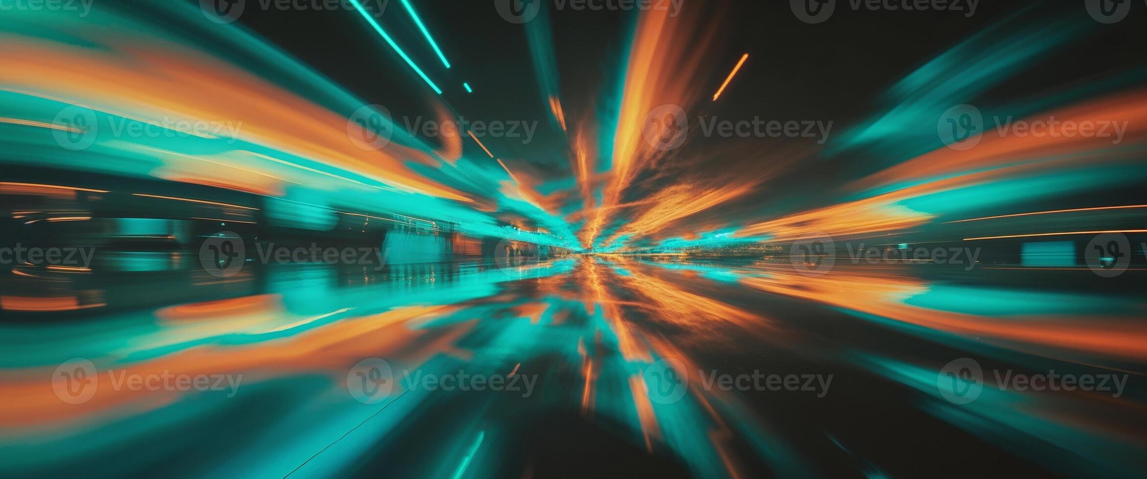 Abstract image of a city street with lights and motion blur photo