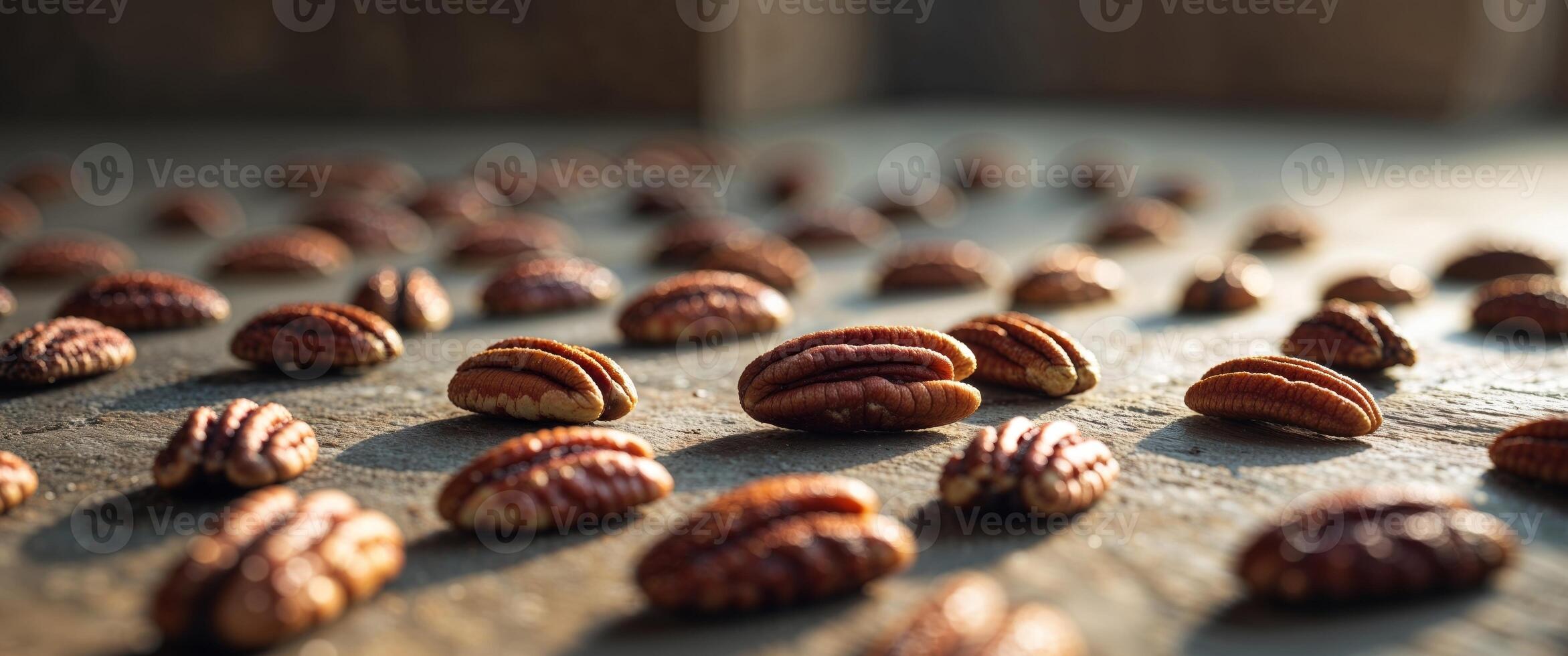 Pecan nuts on a wooden surface photo