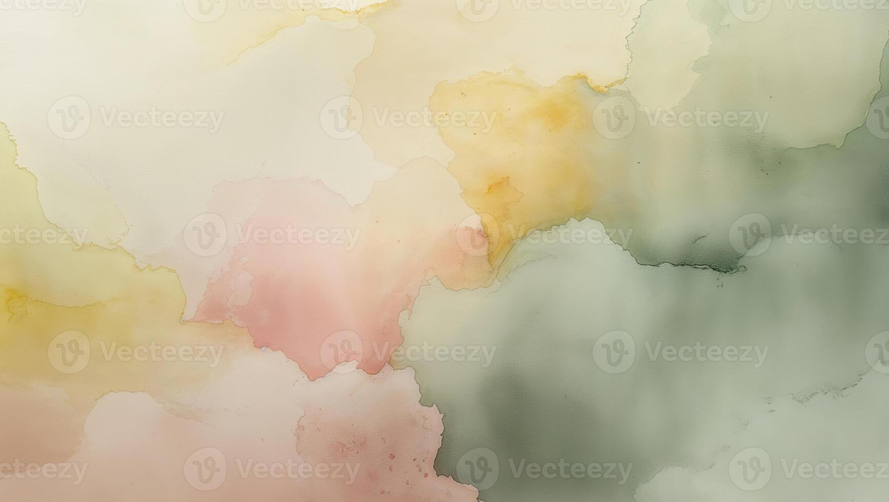Watercolor wash effect with delicate color blend of yellow pink and green tones photo