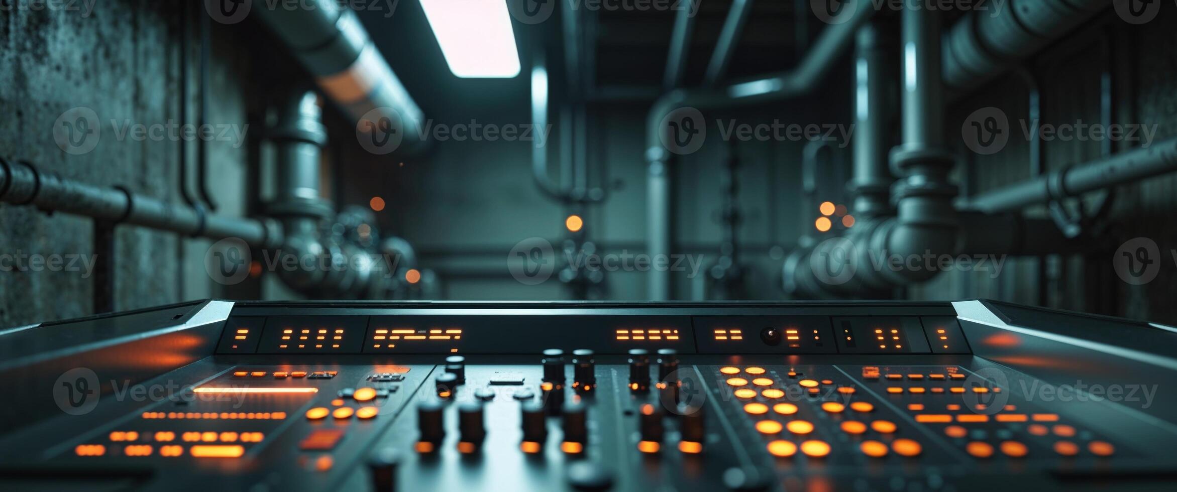 Control Panel with Bright Displays and Dials in Industrial Setting photo
