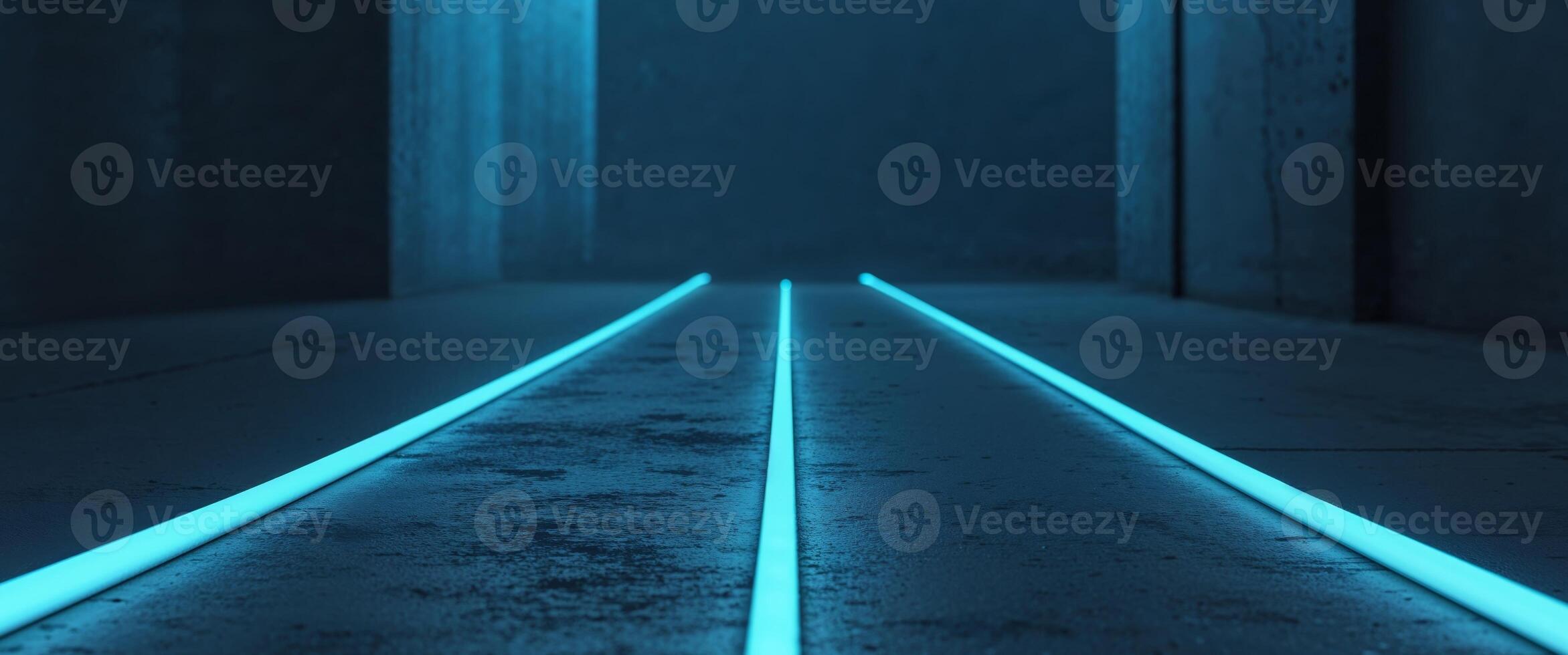 Abstract glowing blue path modern neon light. photo