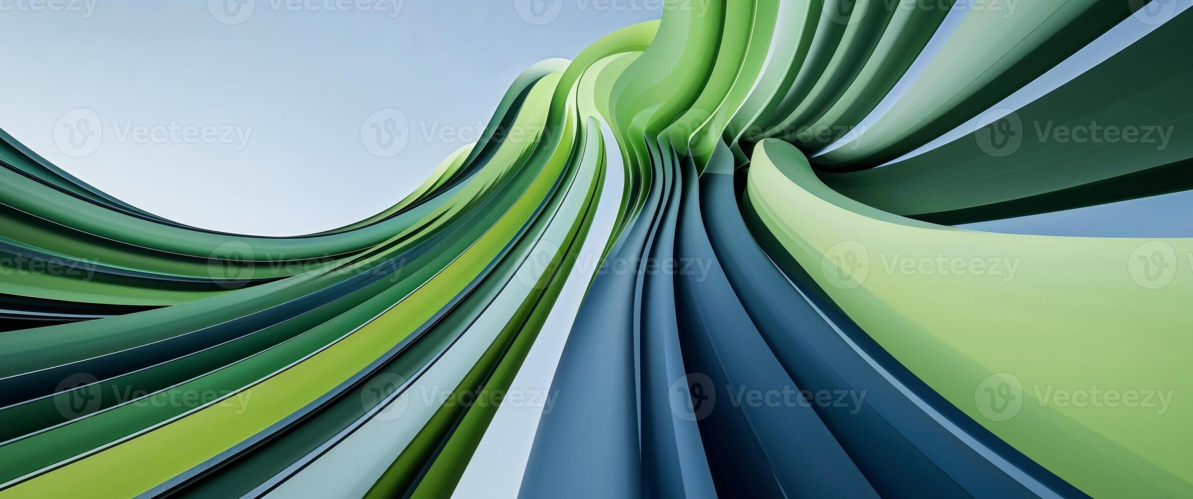Abstract background with wavy lines in green and blue colors photo