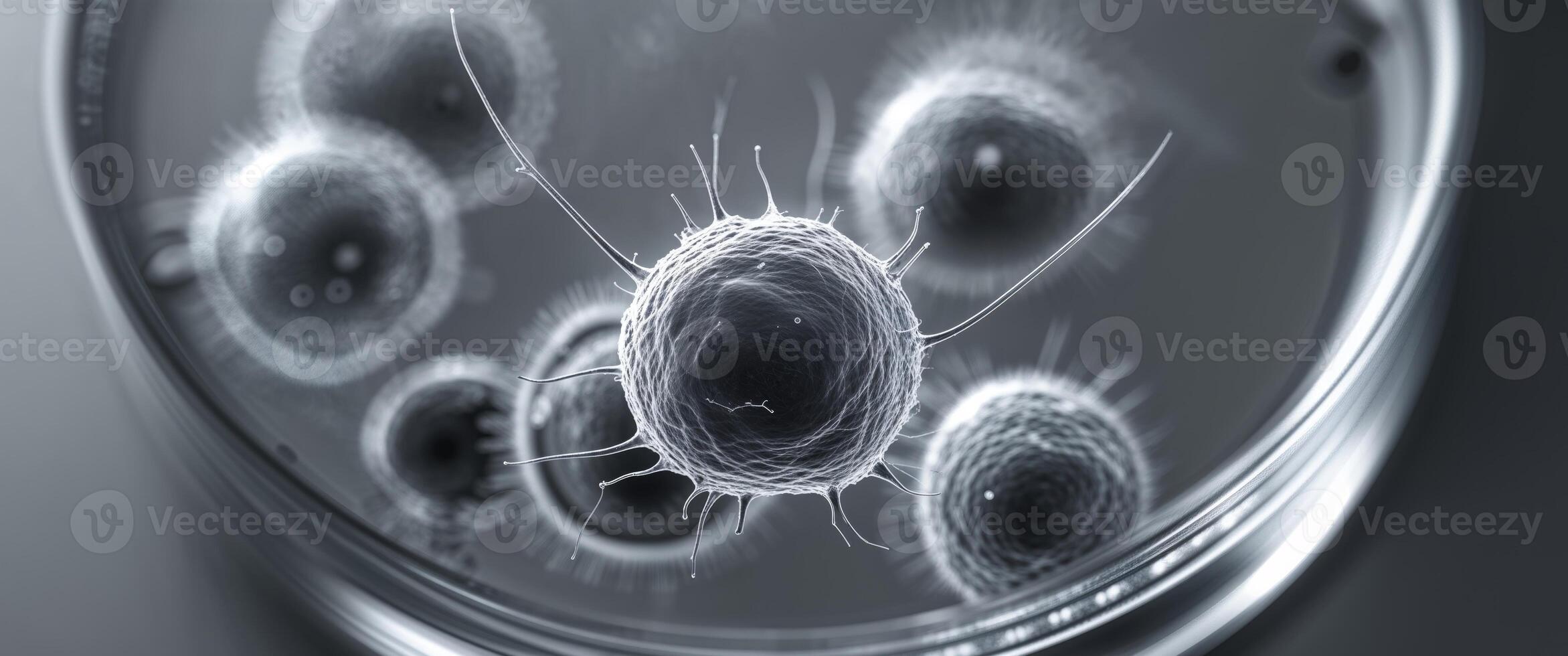 A microscope image of a cell with many cells photo