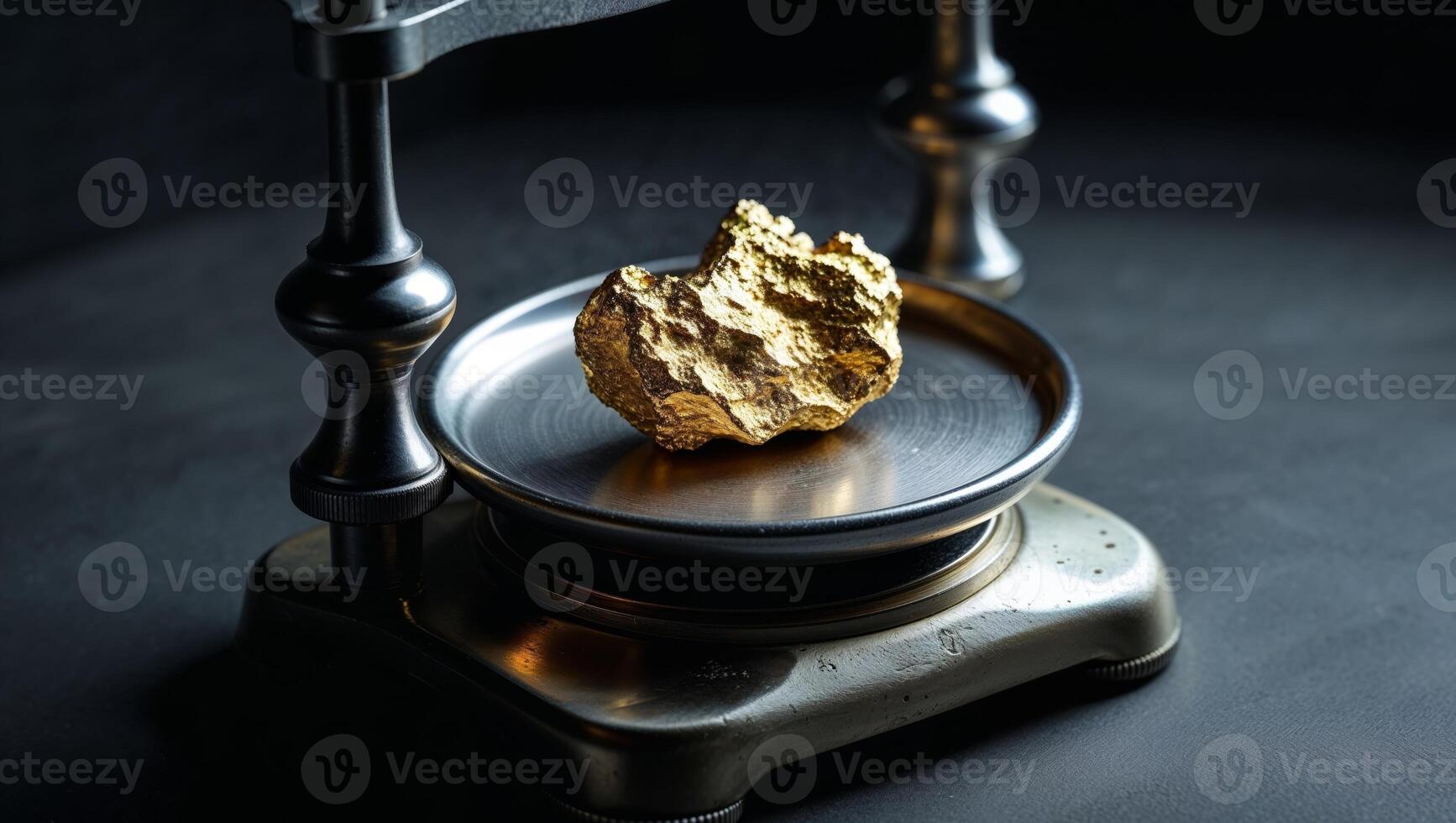 Gold nugget on a scale photo