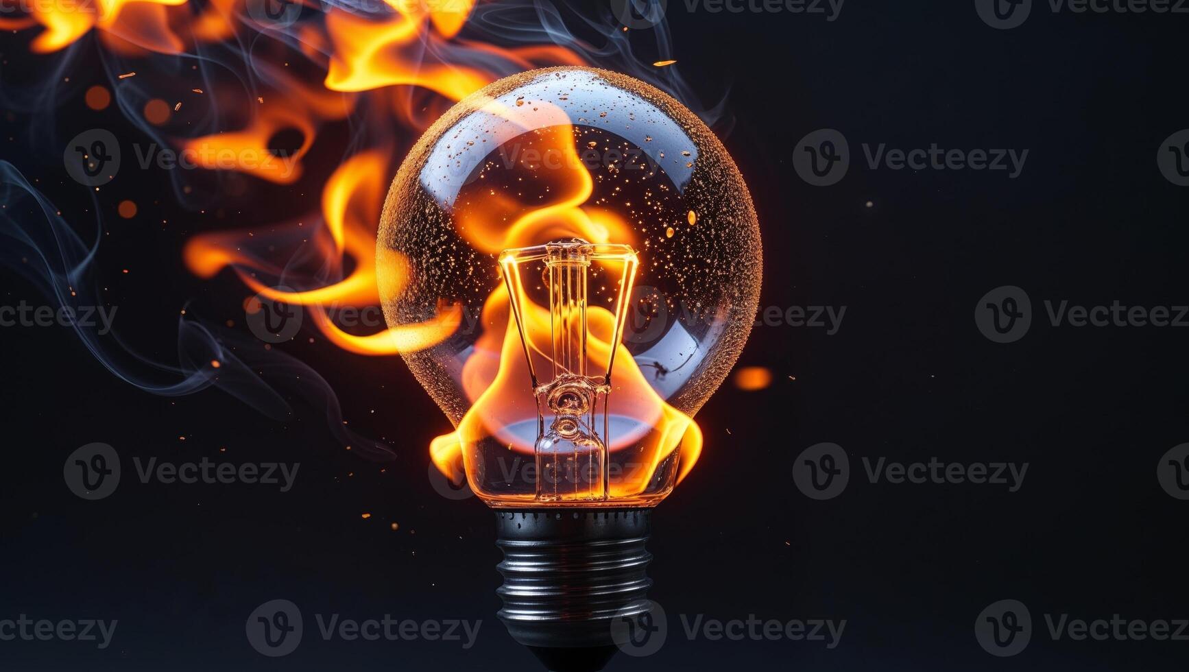 A burning light bulb with smoke coming out of it photo