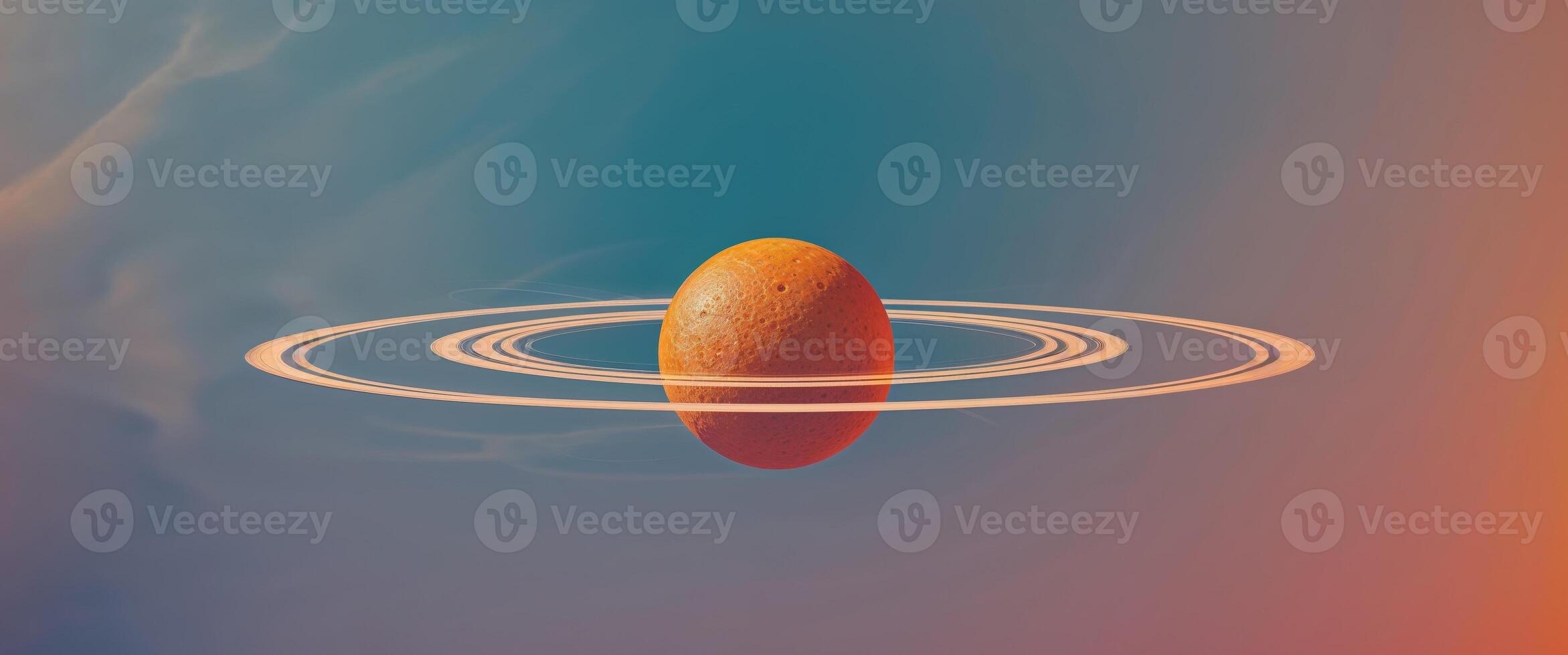 An orange egg is floating in the middle of a ring photo