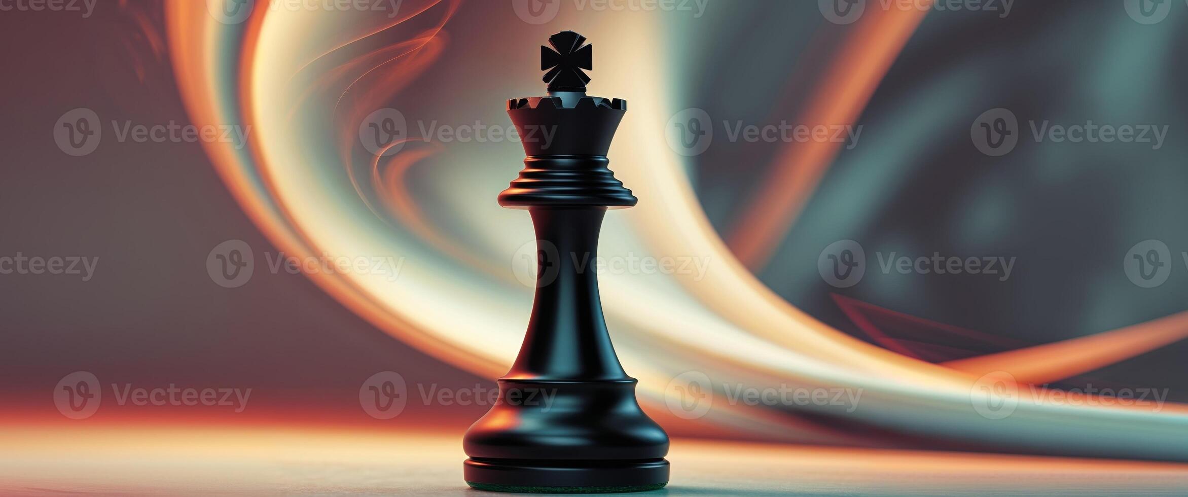 A black chess piece on a red background photo
