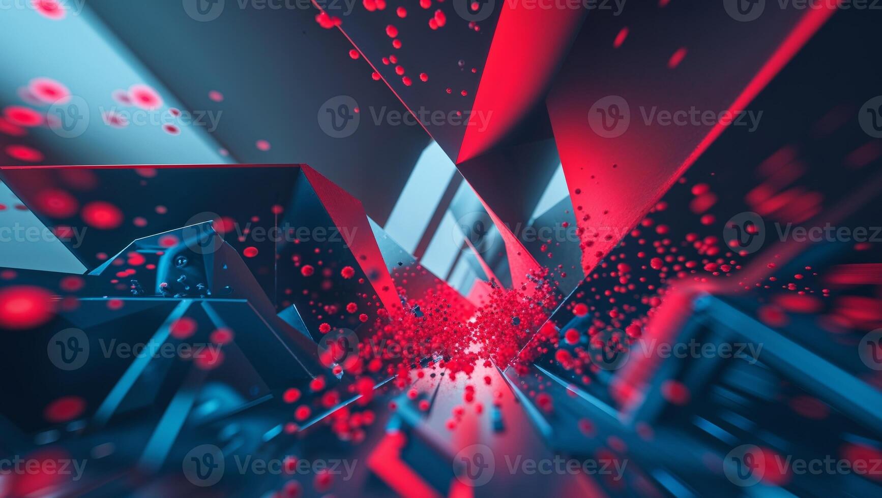 Abstract 3d art with red and blue lights photo