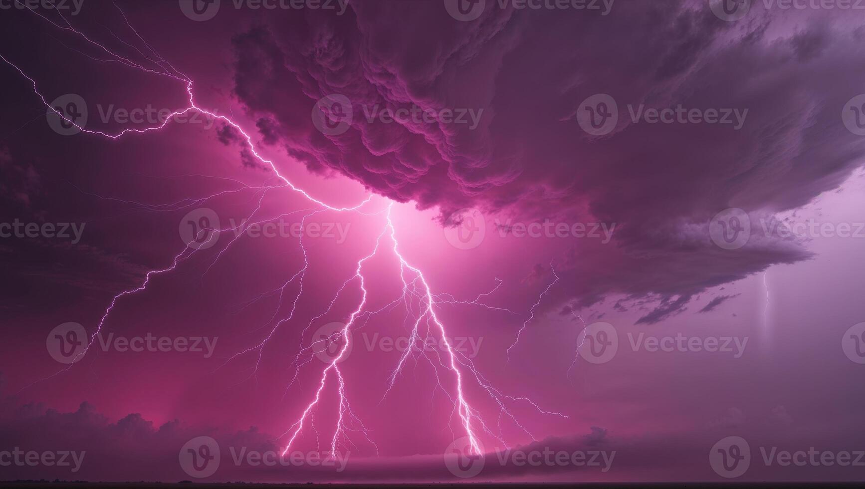 A lightning bolt strikes through a stormy sky photo