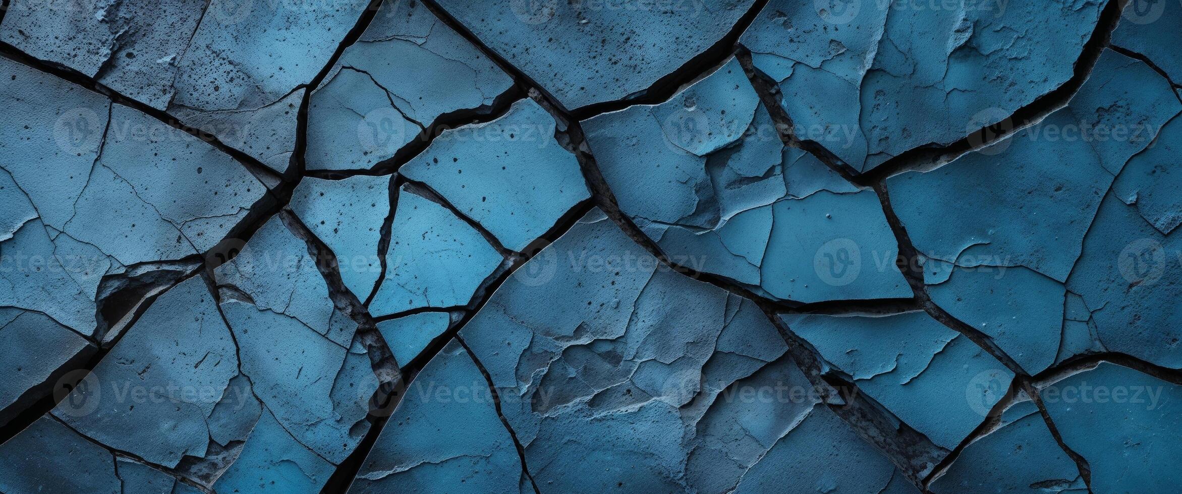 Abstract Blue Cracked Stone Wall Texture photo