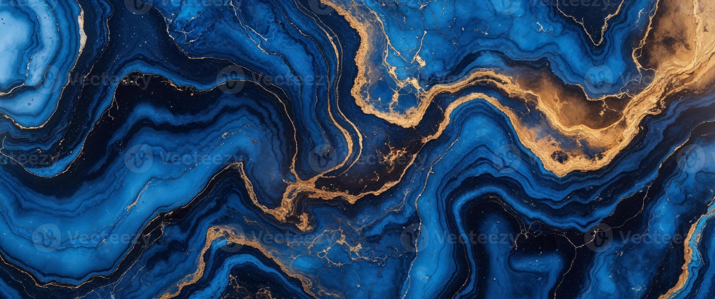 Abstract blue and gold marble background for design projects photo