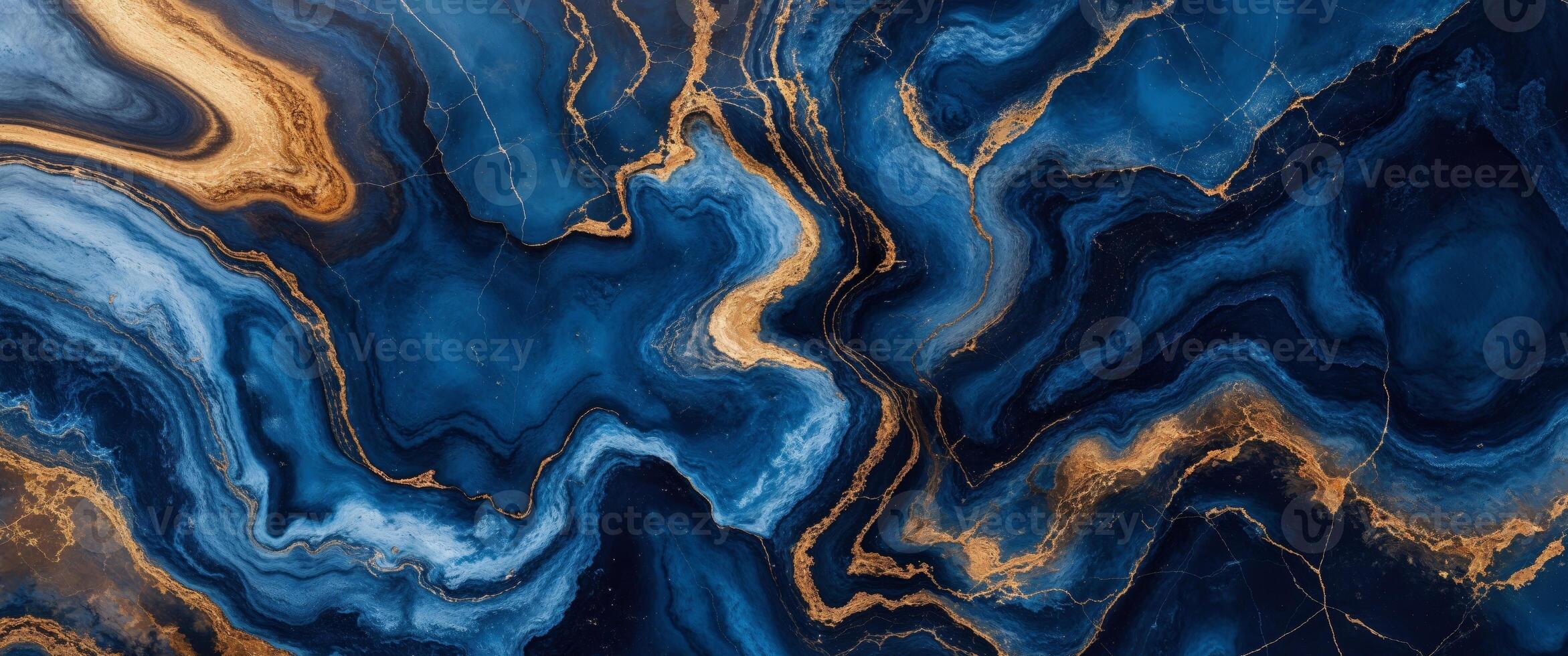 Abstract blue and gold marble background for design projects. photo