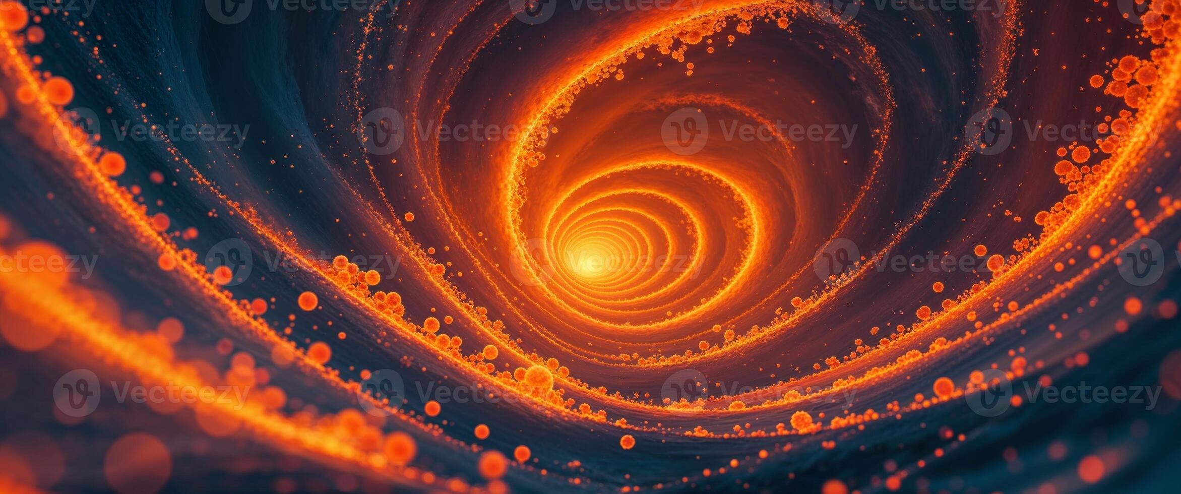 Abstract digital landscape of glowing orange particles. photo