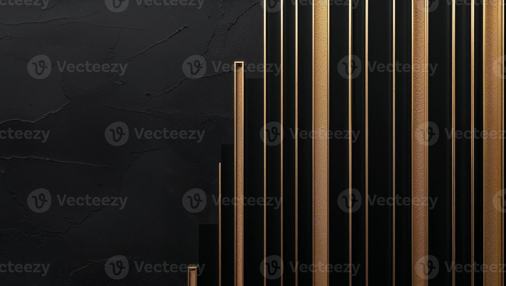 Abstract black and gold textured background with striking vertical lines photo