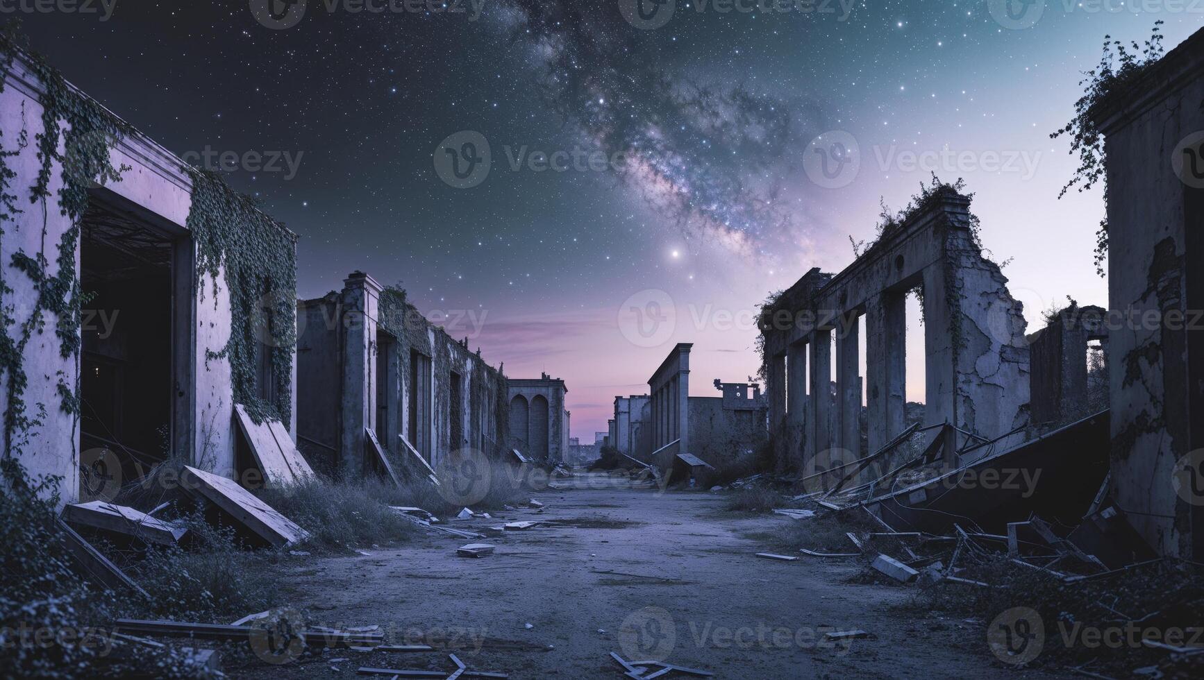 a celestial scene within the forgotten city, where time stands still photo