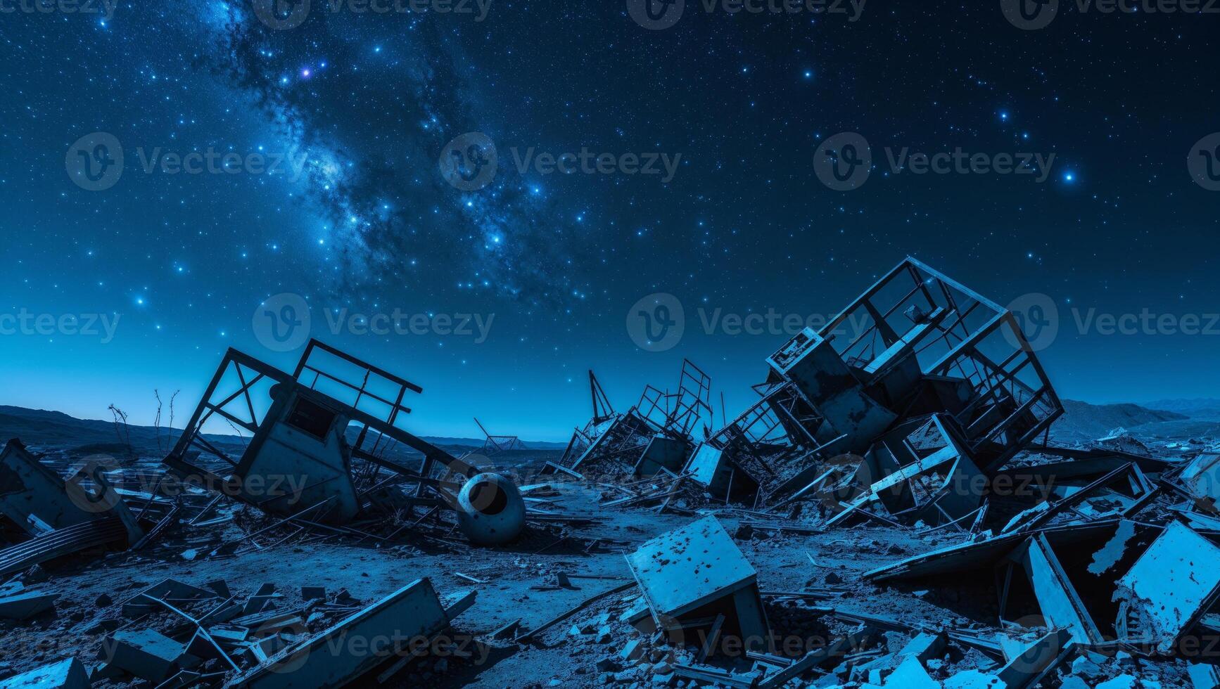 a broken scene in a field of stars, where the earth beneath you hums with energy photo