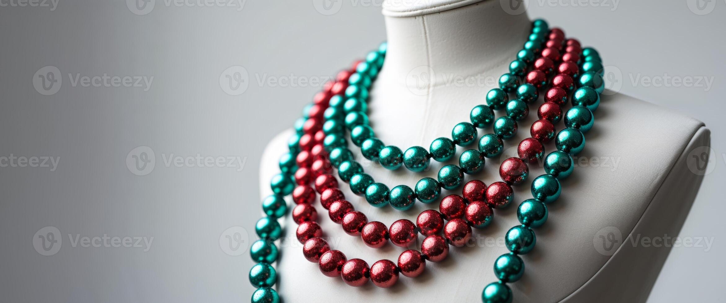 Multicolored Metallic Bead Necklace Set on Mannequin photo