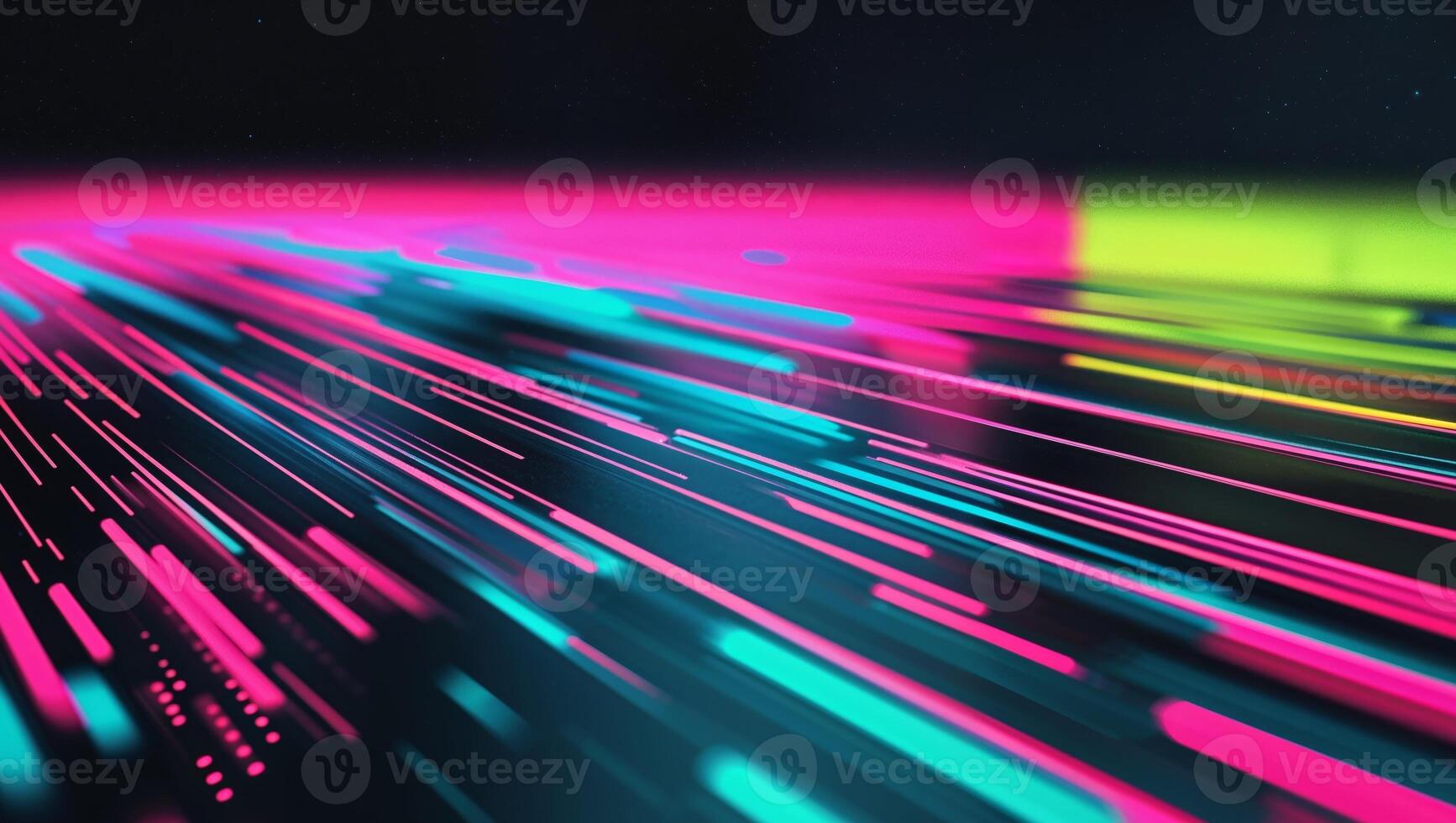 A neon light trail in the dark photo